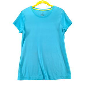Danskin Now Womens T-Shirt Blue Size Large 100% Polyester Short Sleeve Pullover